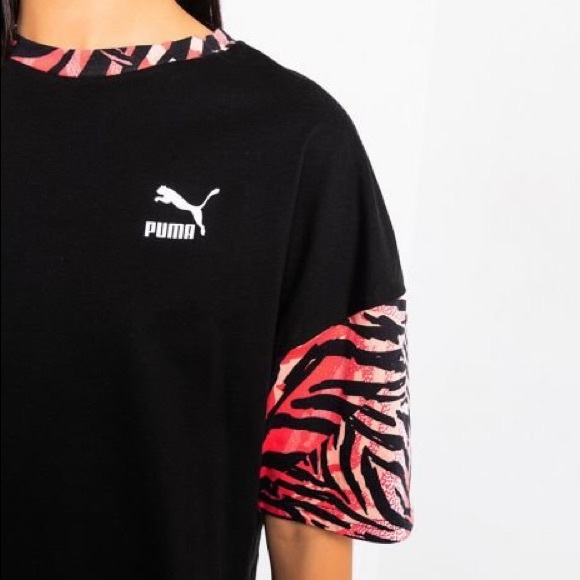 PUMA ZEBRA SLEEVE BOYFRIEND CROP TEE - Picture 4 of 5